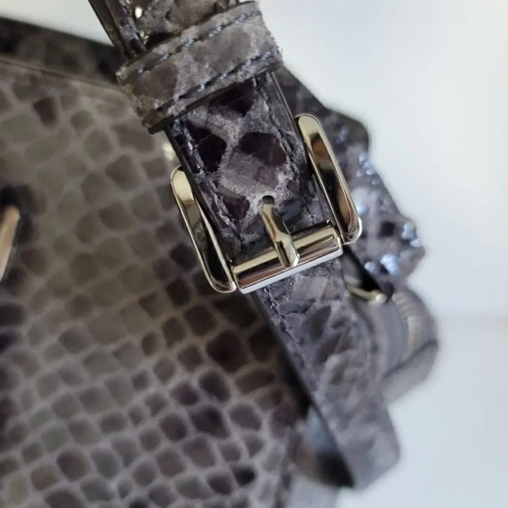 Michael Michael Kors Grey Snake Embossed Leather Medium Selma Tote